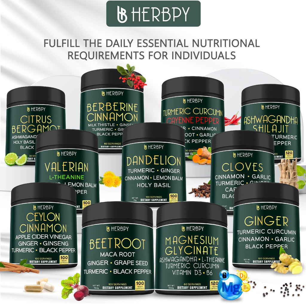 Herbpy 7in1 Clove Supplement Rich in Vitamins & Minerals Supports Digestion, Immune & Heart Health with Cinnamon, Turmeric, Ginger, Cardamom, Garlic & Black Pepper - 100 Vegan Capsules