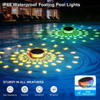 Bsgifts Solar Floating Pool Lights, Outdoor LED Pool Lighted that Float with Remote, IP68 Waterproof Swimming Decor Lighting for Inground Pool, Above Ground Pools, Pond, 2 Pack