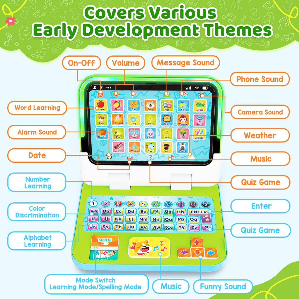 Toy Laptop Tablet for Ages 1-3, 2-in-1 Toy Computer Learning Toys