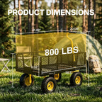 NorthSky Heavy Duty Garden Cart - 800lbs Load Capacity with 180° Rotating Handle, 10" All-Terrain Tires, Removable Sides for Easy Hauling, Garden Wagon for Yard Work, Outdoor Utility Cart