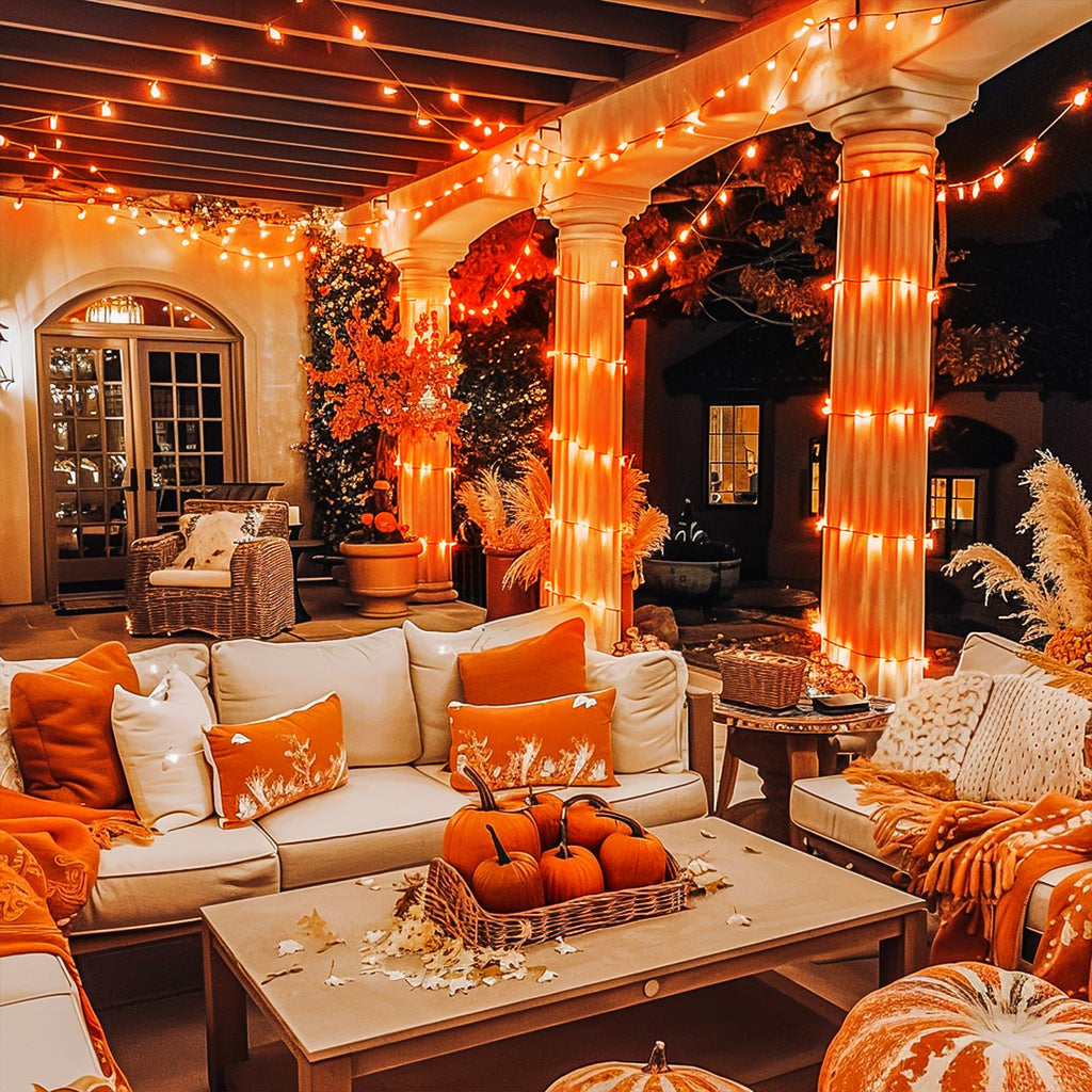 JMEXSUSS 168Ft 600 LED Halloween Lights Outdoor Orange String Lights Plug