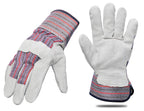 G & F Products Cowhide Leather Work Gloves with Suede Finish Palm rubberized safety cuff, 5 Pairs