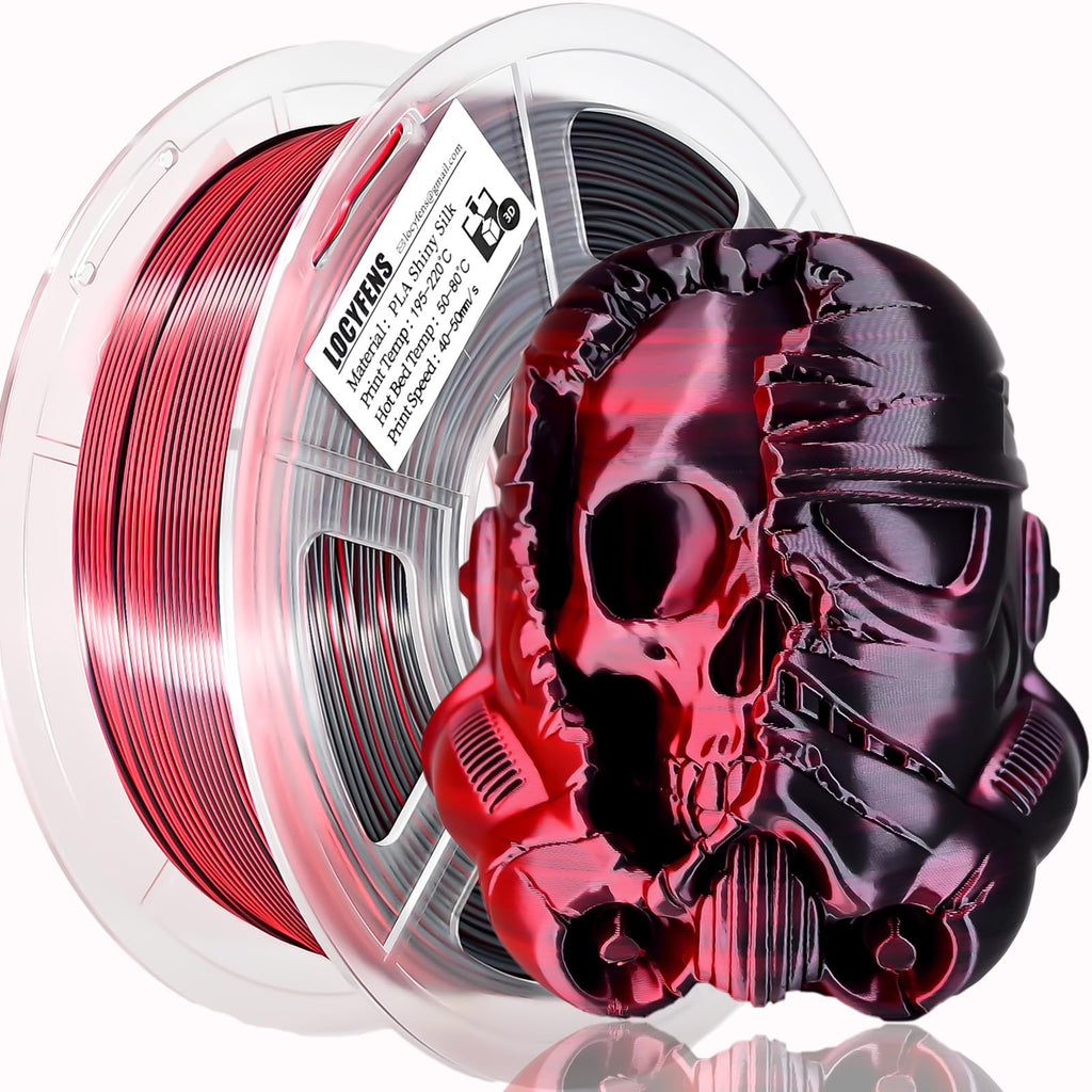 LOCYFENS PLA Filament 1.75mm, Silk PLA 3D Printer Filament, High Speed Printing Dual Color Filament Black Red 2 in 1 Coextrusion 1.75 PLA Filament +/-0.02mm, 1kg/2.2lb