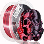 LOCYFENS PLA Filament 1.75mm, Silk PLA 3D Printer Filament, High Speed Printing Dual Color Filament Black Red 2 in 1 Coextrusion 1.75 PLA Filament +/-0.02mm, 1kg/2.2lb