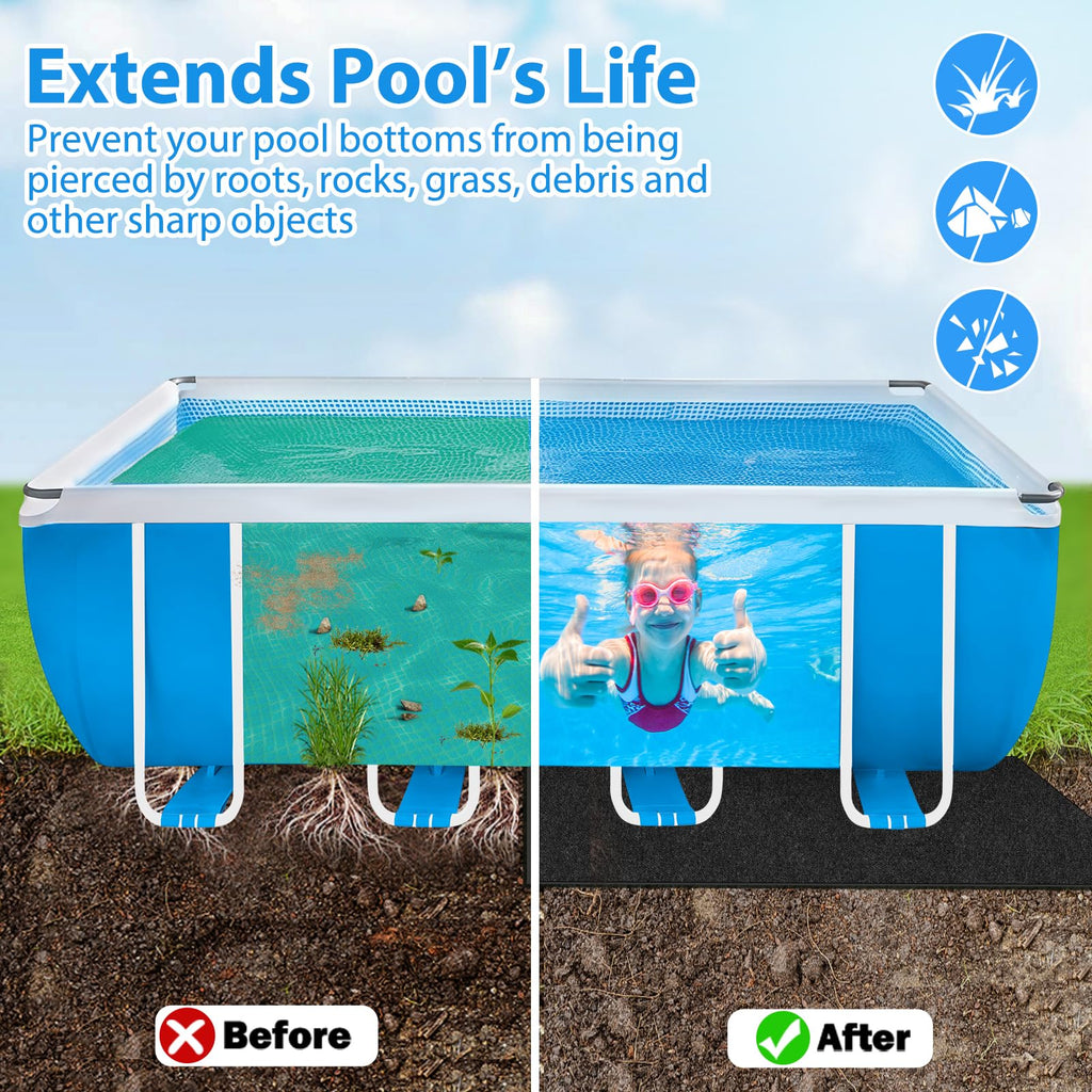 Thickened Pool Liner Pad for Above Ground Pool, 10’x 7’ Rectangle Under Pool Mat Padding, Pool Ground Pad Mat Under Pool for Pool Bottom, Prevent Punctures, Extend Liner Life