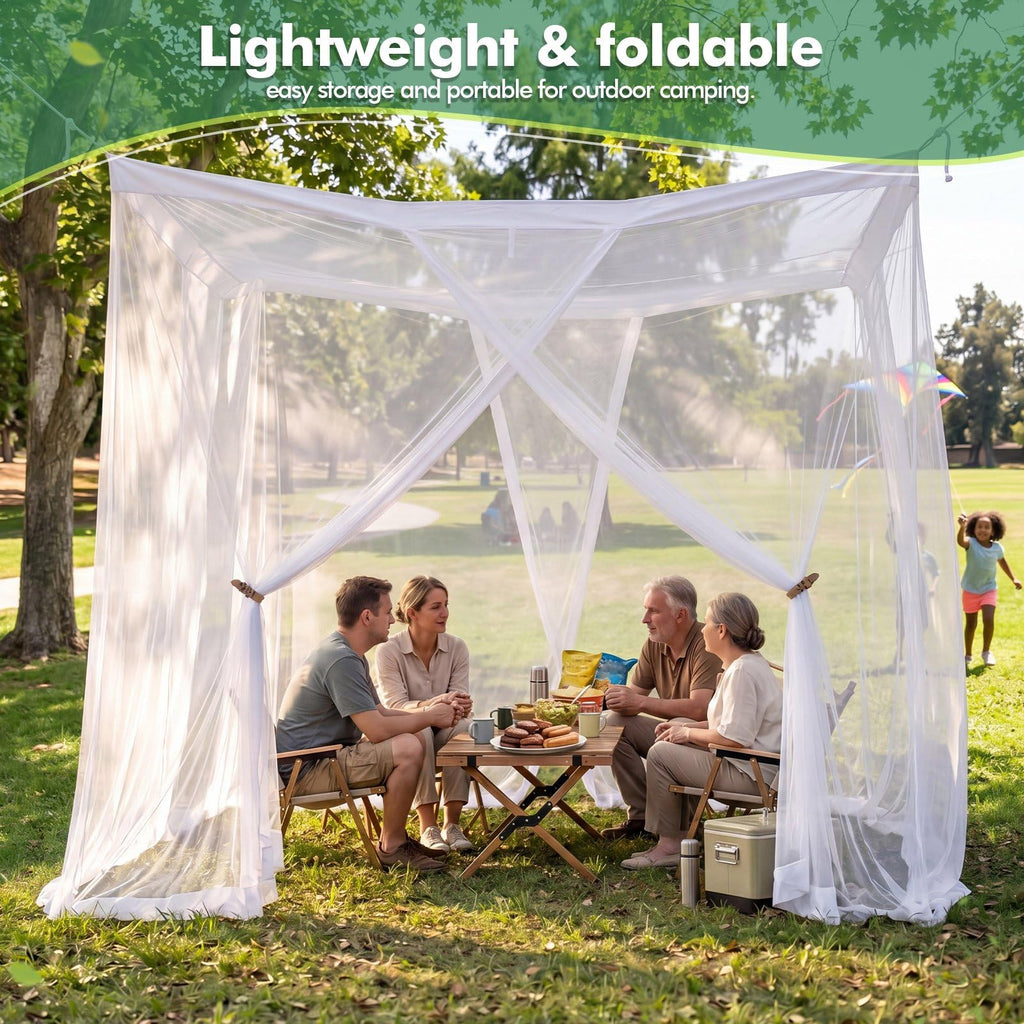 Gilprop Extra Large Mosquito Net for Patio 12.5 x 10 ft Outdoors Four Sided Insect House Screen Netting White Outside Canopy Bug Protection Netting for Gazebo Porch Garden Terrace