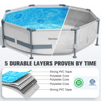 WaveHaven Above Ground Pool,10ft x 30in Frame Deep Swimming Pool,Round Family Pool,Large Above Ground Pool Easy Set,1200 Gallon Pool,Outdoor Backyard Pool for Kids,Adults-Grey,Pump Not Included