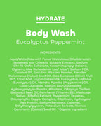 Seaweed Bath Co. Hydrate Body Wash - Eucalyptus Peppermint - Hydrating Lathering Cleanser with Nourishing Natural Ingredients - Vegan, Paraben and Sulfate Free Shower Gel - 12 oz