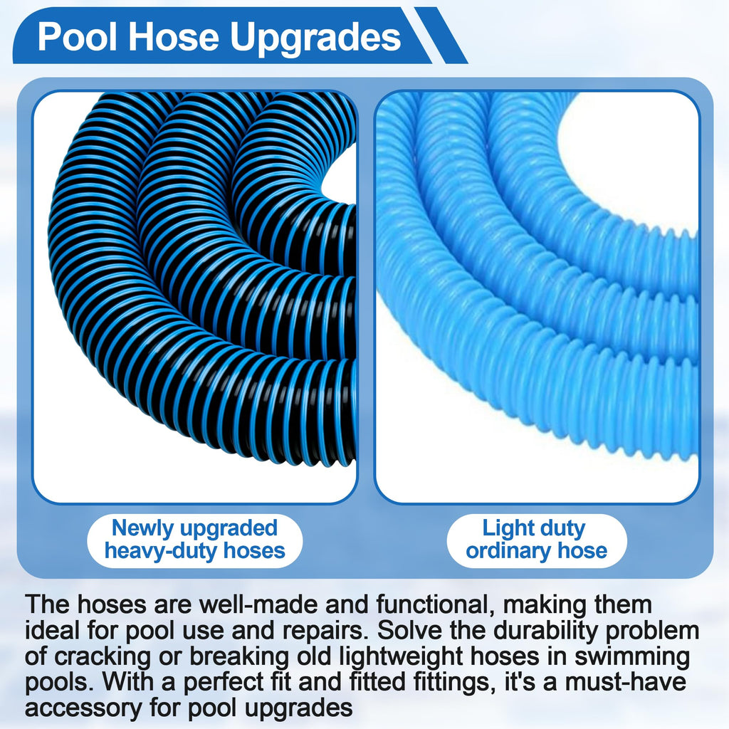 6 Ft Above Ground Pool Hoses for Hayward Filter Pump, 1-1/2" Pool Pump Hose Connector Hose Replacement Kit（2 Pack)