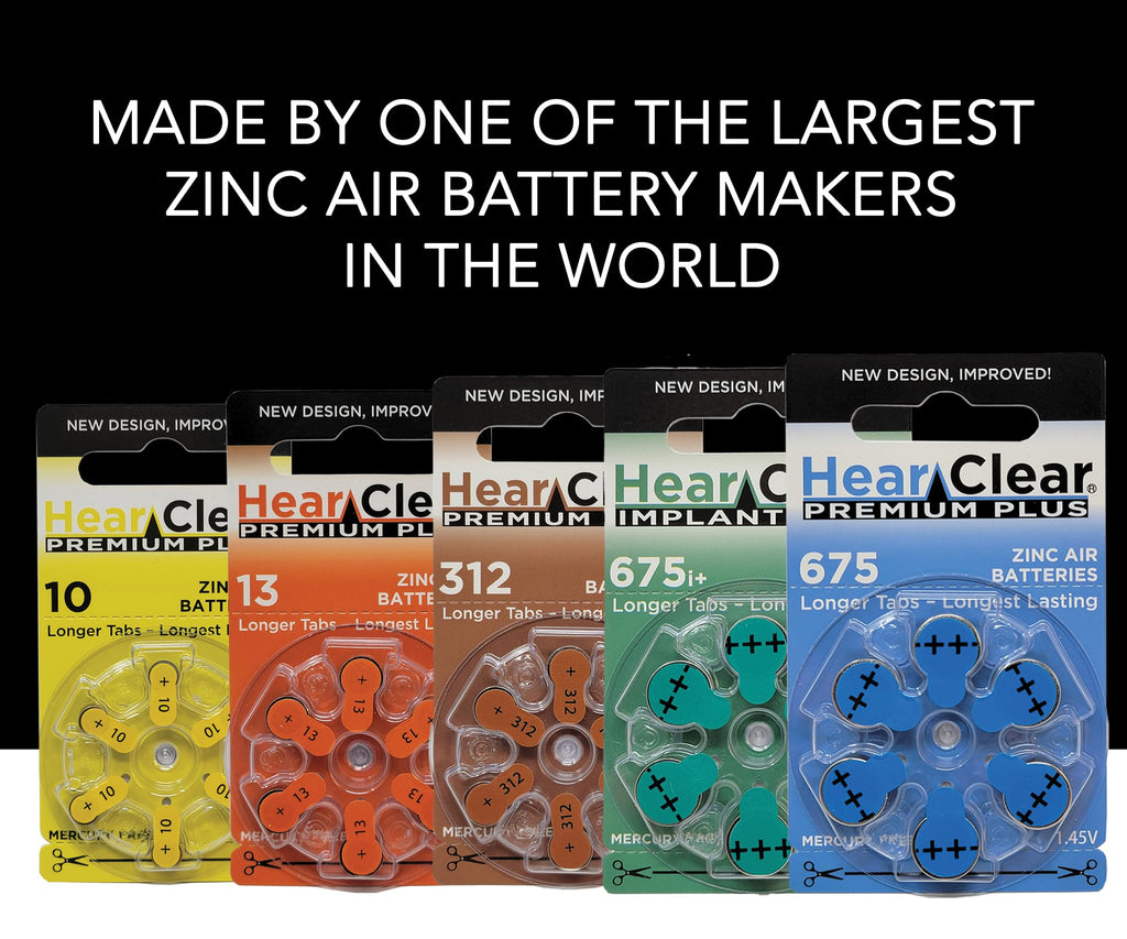 Hear Clear Size 675P Cochlear Implant Hearing Aid Batteries Green Tab (60 Batteries)