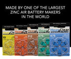 Hear Clear Size 675 PR44 Hearing Aid Batteries Blue Tab (60 Batteries) + Battery Holder Keychain