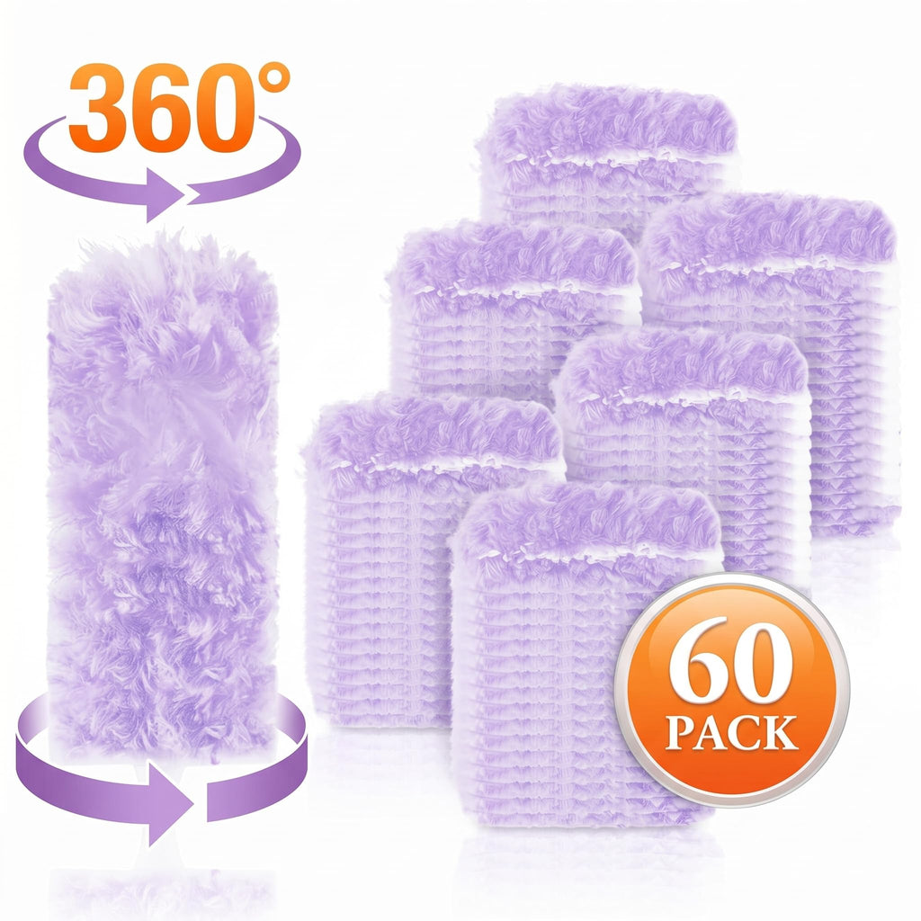 60 Count 360° Heavy Duty Duster Refills Compatible with Swiffer Purple