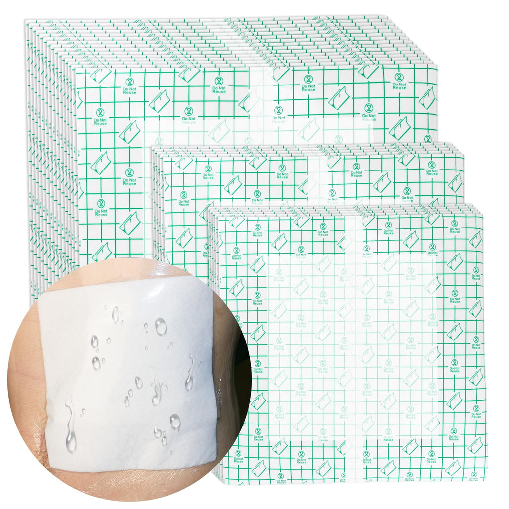 KONWEDA 25 Pcs Waterproof Ostomy Bag Shower Cover 10"x10", Stoma Bath Protector Shield Film Adhesive Dressing Bandage for Ostomy Supply Guard Accessory