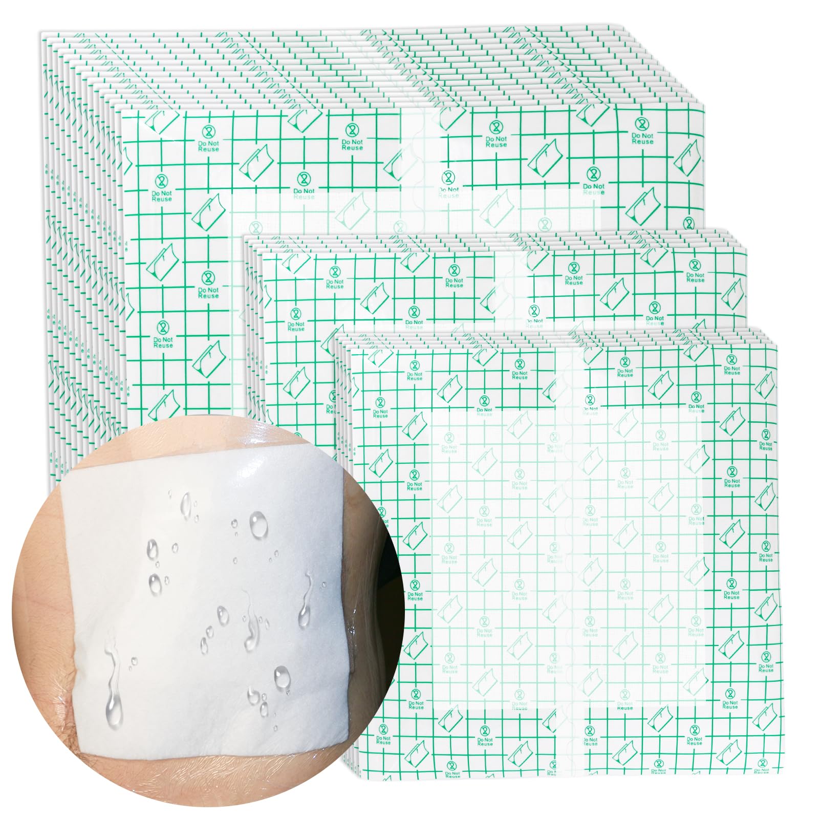 KONWEDA 25 Pcs Waterproof Ostomy Bag Shower Cover 10"x10", Stoma Bath Protector Shield Film Adhesive Dressing Bandage for Ostomy Supply Guard Accessory