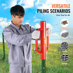 VEVOR Fence T Post Driver, 4.11" Inner Diameter Post Pounder with Handles, 22LB Heavy Duty Carbon Steel Hand Post Rammer, Farm Fencing Hole Digger for U Channel, Sign Pole, Wooden Post, Red