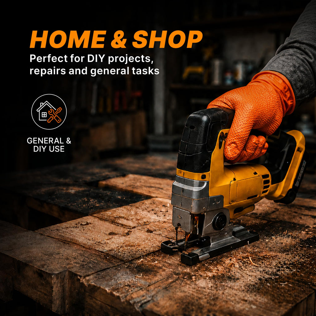 TitanFlex Heavy Duty Industrial Orange Nitrile Gloves, 8-mil, Gloves Disposable Latex Free with Raised Diamond Texture Grip, Powder Free, Rubber Glove, Mechanic Gloves,100-ct Box (Large)
