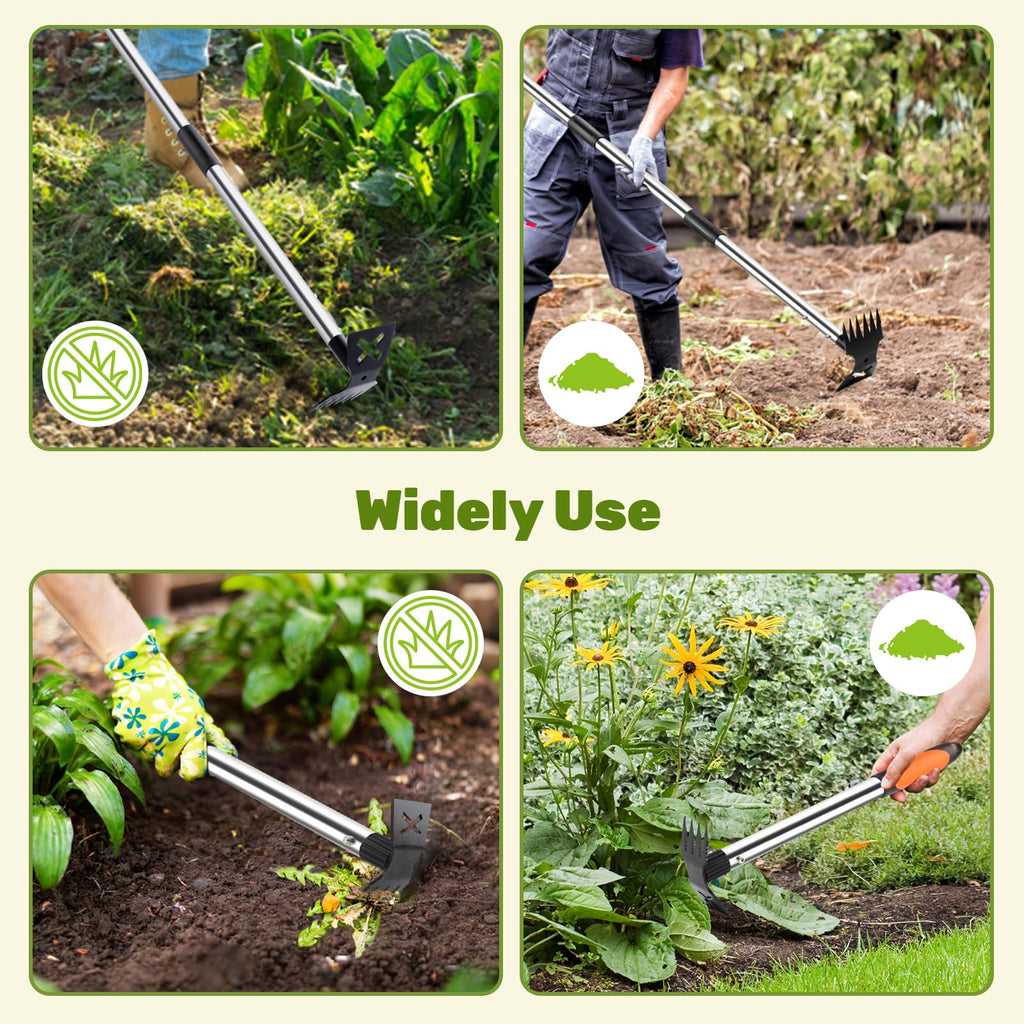 60" Weed Puller Tool with Long Handle and 17" Weeding Tools Gardening Set