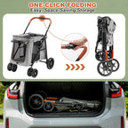 AOPEC Medium Dog Stroller, Dual Entry One-Touch Folding,Small and Medium Pet Stroller,360° Rotating Front Wheels,80 lbs Weight Capacity for Outdoor Travel and Elderly Dogs - Gray