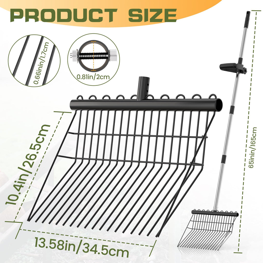 Manure Fork with 2 Metal Durafork Replacement Heads and 1 Steel Handle