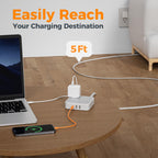 TESSAN Surge Protector Flat Extension Cord 5Ft, Flat Plug Power Strip