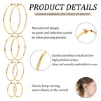 Magitaco 8 Pairs Clip On Hoop Earrings Stainless Steel Clip On Earrings for Women Fake Hoop Earring Spring Hoop Earring For Non-Pierced Ears G