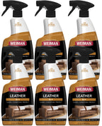 Weiman Leather Cleaner & Conditioner - Cleans, Restores & Protects Leather, UV Protection Prevent Cracking & Fading, For Car Seats, Sofas, Shoes, Bags & All Finished Leather Surfaces, 6 Pack, 22 FL Oz