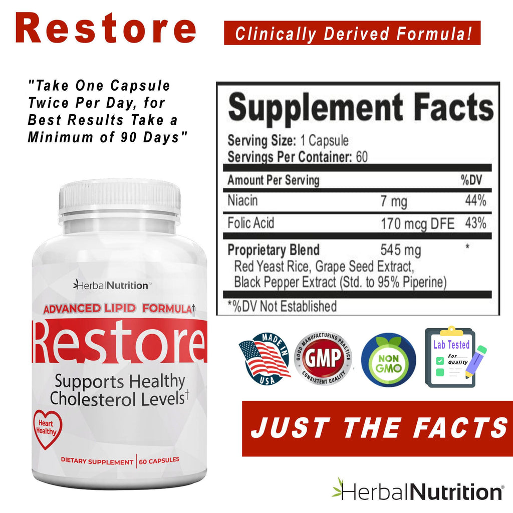 Restore Heart Health & Cholesterol Support Supplement, 270 Capsules