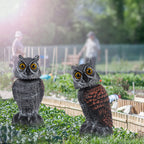 Hausse 2 Pack Fake Owl Decoys to Scare Birds Away, Rotating Head Plastic Owl Bird Deterrents, 10.6 Inch Height Bird Scarecrow Nature Enemy Horned Pest Repellent for Outdoor Garden Yard