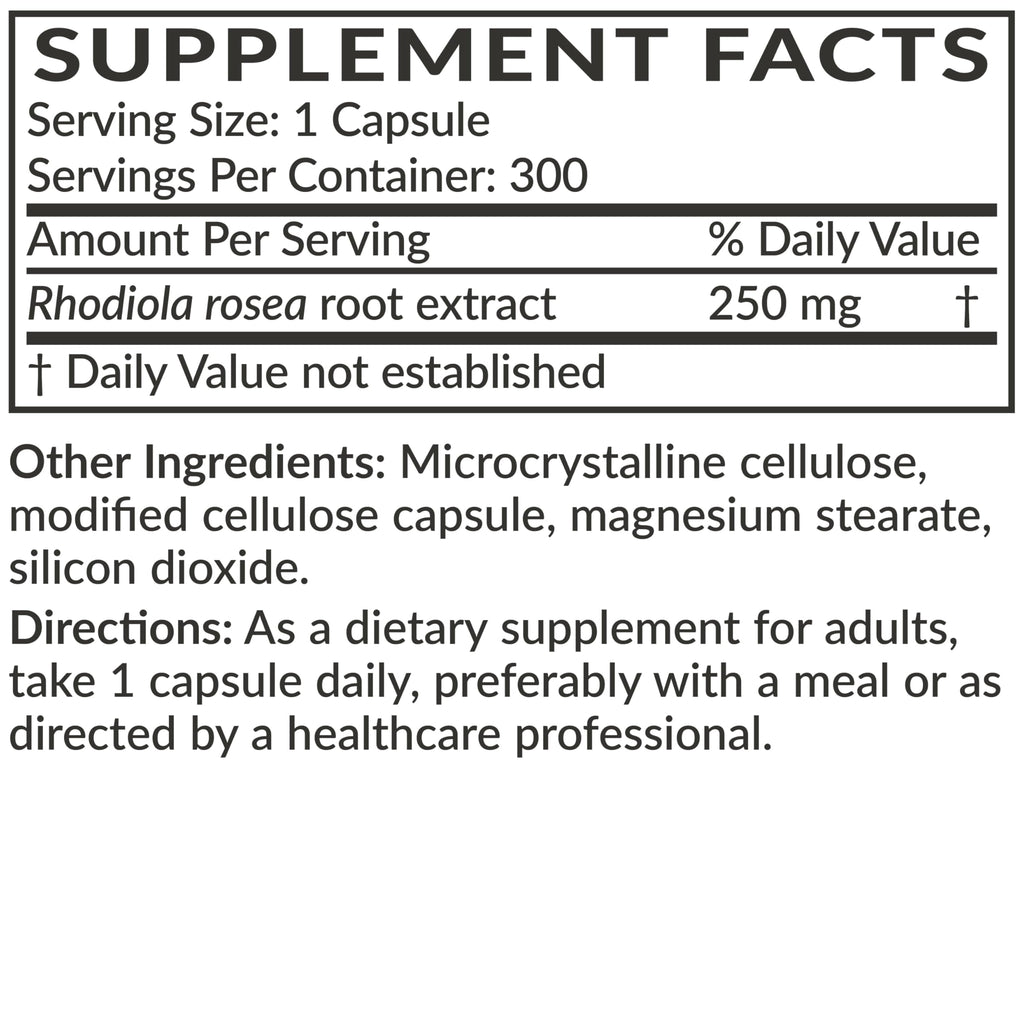 Futurebiotics Rhodiola Rosea Powder Adaptogenic Herb Vegetarian Capsules, 300 Count