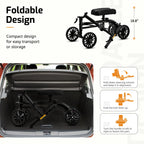 VitaSophy Knee Scooter with Disc Brake, Steerable Knee Walker for Adults,Foldable Rover Scooter forBroken Foot Injured Leg Crutch,Black