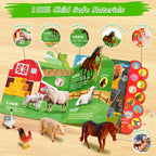 iGRATENS Farm Animals Figures Toys with Sound Books, 10PCS Farm Animals for Toddlers & Animal Sound Books with 10 Buttons, Plastic Animals, Farm Toys for Toddlers 3-5, Animal Lover Gifts for Kids