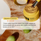 Gleamin Vitamin C Clay Mask for Dark Spots - Brightening Clay Face Mask with Turmeric, Deep Cleansing & Pore Refining Treatment, Helps Improve Uneven Tone & Post-Blemish Texture, 2.5 oz Up to 20 Uses