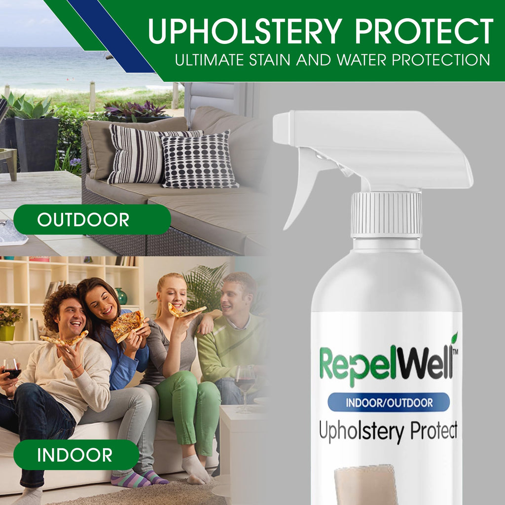 RepelWell Upholstery Protect Stain & Water Repellent Spray (12oz) Eco-Friendly, Pet-Safe Spray Keeps Your Fabric, Leather & Suede Upholstery Looking Like New