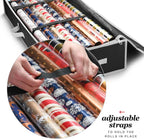 Premium Wrapping Paper Organizer Storage | Gift Wrap Holder With Extra Pockets for Christmas Decorations, Reinforced Handles, Heavy Duty, Ultra-Durable, Tear-Proof Fabric - Fits Up to 27 Rolls (Black)