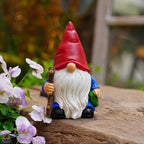 Hand-Painted Traveler Resin Garden Gnome Statue 6.1in - Whimsical Explorer Figurine for Outdoor & Indoor Decor - Weather Resistant Gnome with Staff & Satchel for Patio, Yard, Lawn, Home & Gift