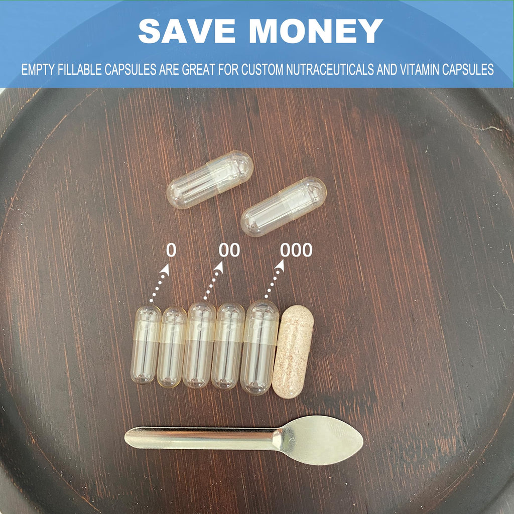 VGTPC Size 00 Empty Gelatin Capsules Separated - 5000 Count Clear Gel Pills DIY Caps Fillable Empty Pill Capsule Supplement Filling