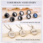 Shining Design Personalized Glowing Birth Moon Phase Necklace with Gift Box