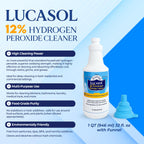 Lucasol Food Grade Hydrogen Peroxide 12% Percent & Funnel Combo - 1 Quart (32 Fl Oz)