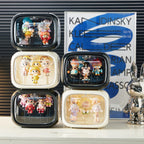 Display case for Figures with Light Adjustable Display Stand Clear Acrylic Display Box with Door Dust and Moisture Proof Suitable for Lego Collectibles Action Figures Pop Mart (Black)