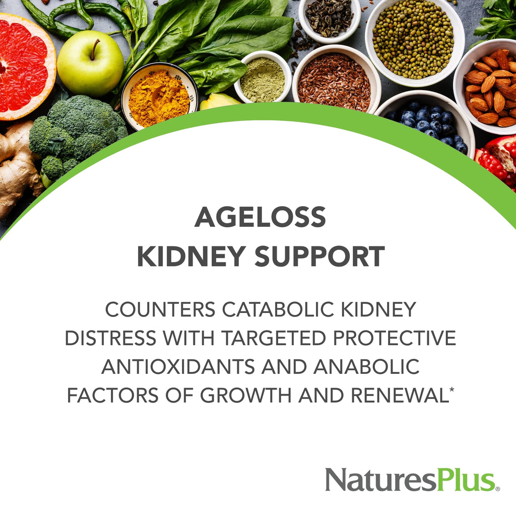 NaturesPlus AgeLoss Kidney Support - 90 Tablets - with Vitamin D3 & Magnesium - Vegetarian, Gluten Free - 30 Servings