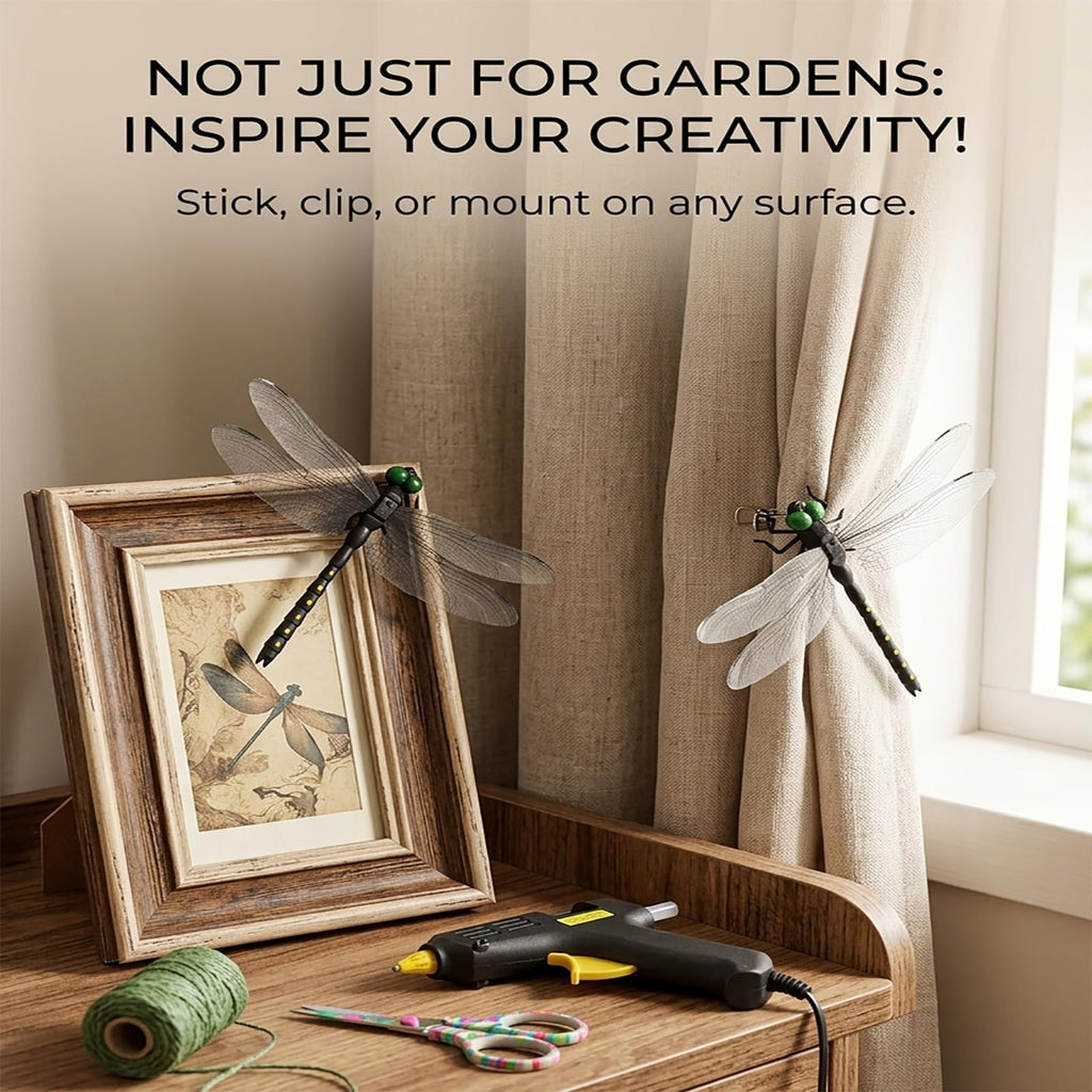 IANMINJ 20 Pcs Black Dragonfly Decorative Stakes, Dragonfly Clip,Fake Dragonflies, Humming Bird Stakes Fake, Plastics Dragonfly for Hat Indoor Outdoor Yard Balcony Plant Flower Pot Decor
