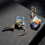 EVEVIC Austrian Crystal Cube Drop Leverback Earrings for Women