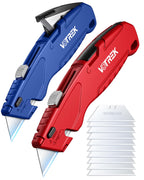 VOTREK Utility Knife Set | Retractable Box Cutter with【Blade Storage】| All Metal Heavy-Duty Cutting for Cardboard, Carpet, Plastic | Includes Razor Knives 2Pack & Extra Quick Change Replacement Blades