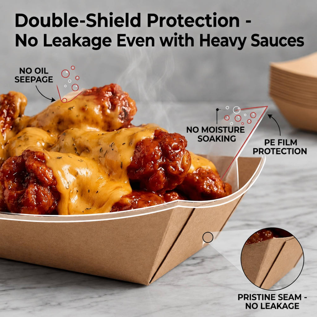 JPPSUJJ 250 Pack 3lb Paper Food Boats - Grease-Resistant Food Trays,Heavy-Duty Food Trays Disposable for Hot Dog,Hamburger,Sandwiches,Nacho,Fries,Onion Rings or Other Snacks