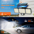 WdtPro Solar Lights Outdoor Waterproof 1 Pack, 3500LM Super Bright Motion Sensor Solar Powered LED Flood Lights, Upgrade Glass Panel, Solar Security Light Spotlights for Outside Yard