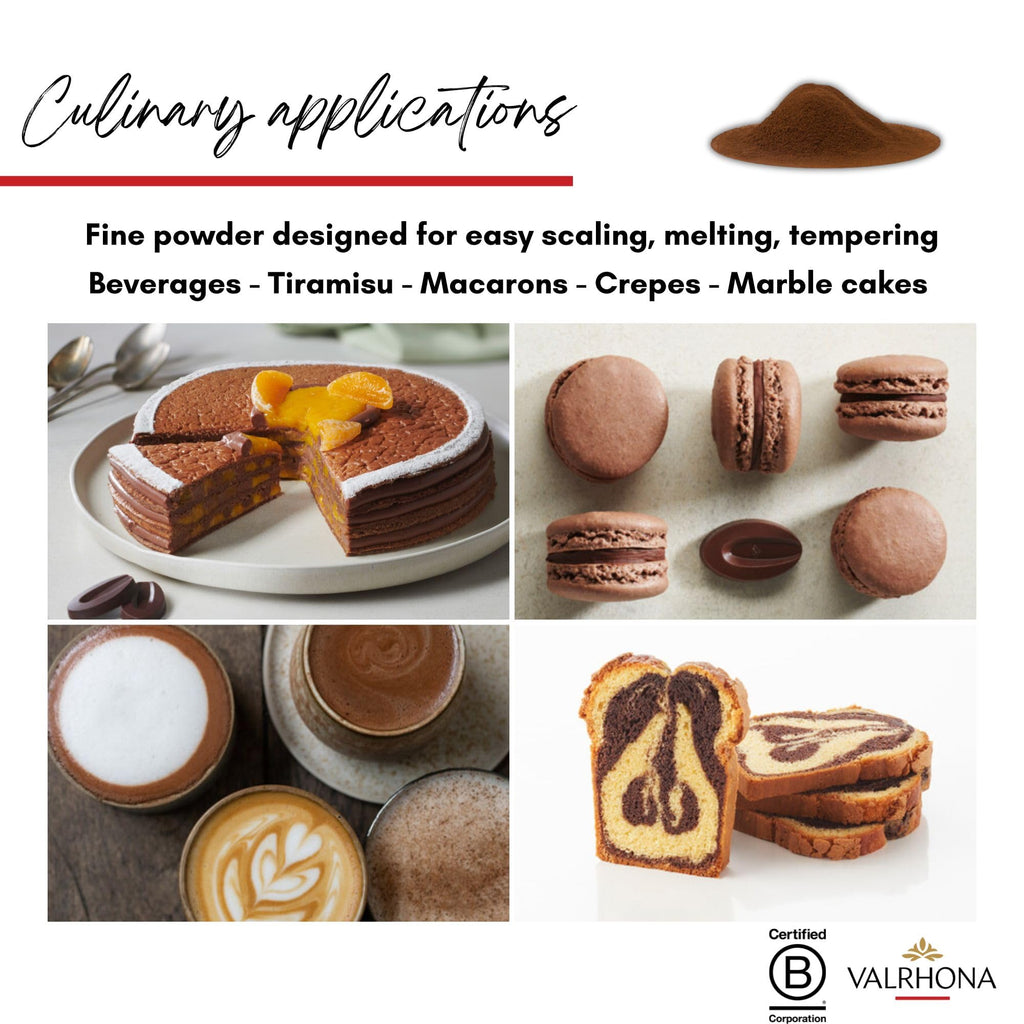 Valrhona Dutch Processed French Cocoa Powder. Chef’s Choice Cocoa Powder. Warm, Red Color, Pure, Dark, Intense Flavor. Poudre de Cacao. Great for Desserts and Hot Chocolate. Kosher. 250g (Pack of 1)