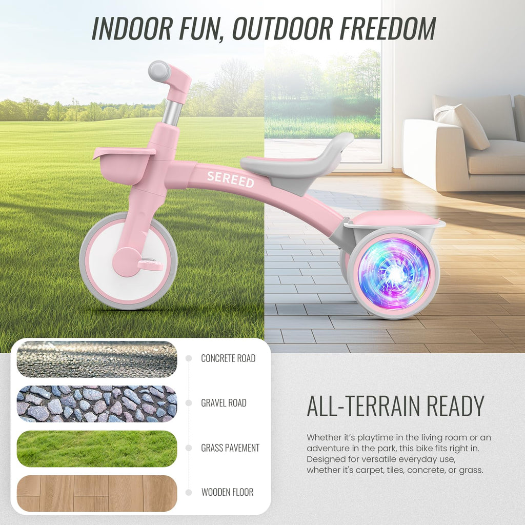 SEREED Colorful Lighting Toddler Tricycle Gift Toy for Ages 2-5 Boys Girls