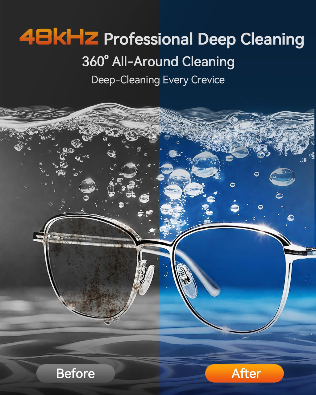 BYASKZIV Ultrasonic Jewelry Cleaner, 48KHz Ultrasonic Cleaner Machine with 20oz 304 Stainless Steel Tank, Dual Modes & LED Display - for Jewelry, Eyeglasses, Watches, Dentures, Retainers & More-Black