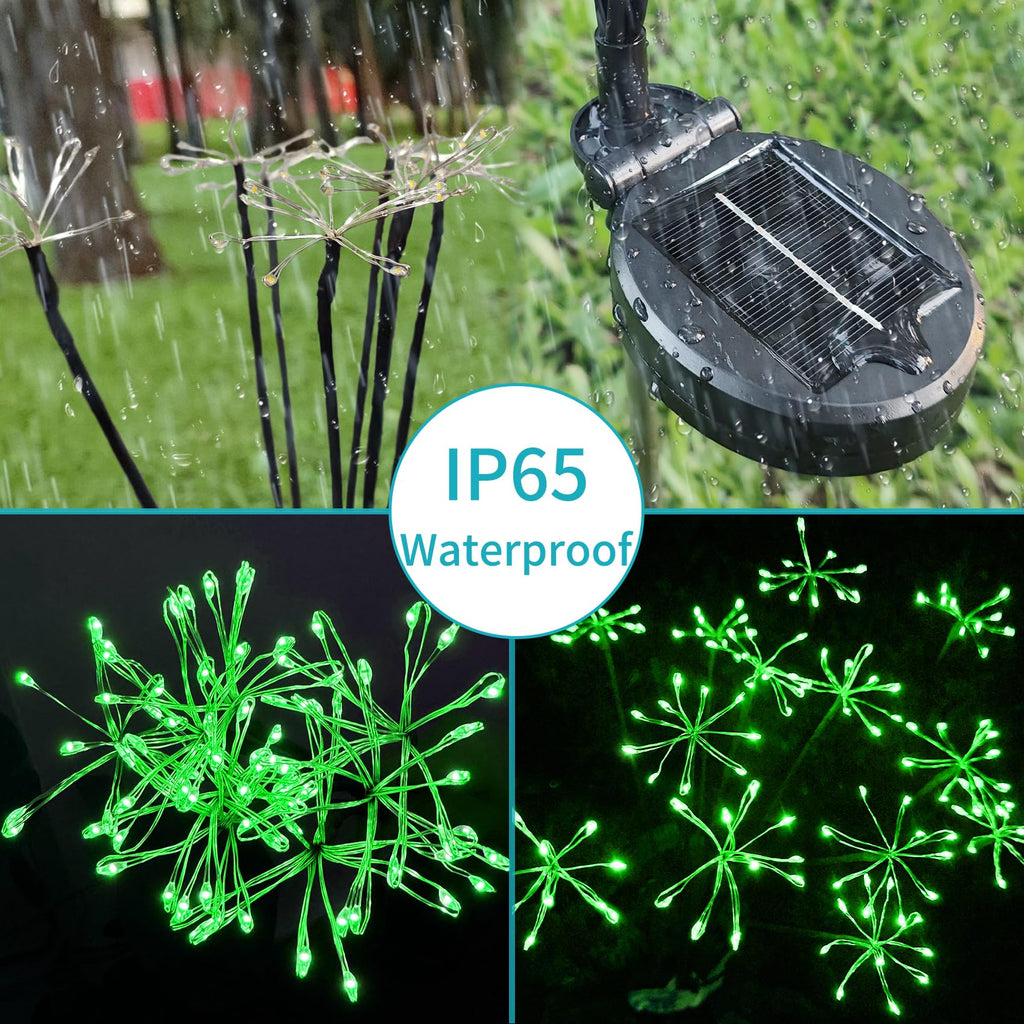 JJGoo Solar Garden Lights, New Upgraded 2 Pack Solar Swaying Starburst Light, Waterproof Fireworks Outdoor Lights, Yard Patio Pathway Decoration, Green