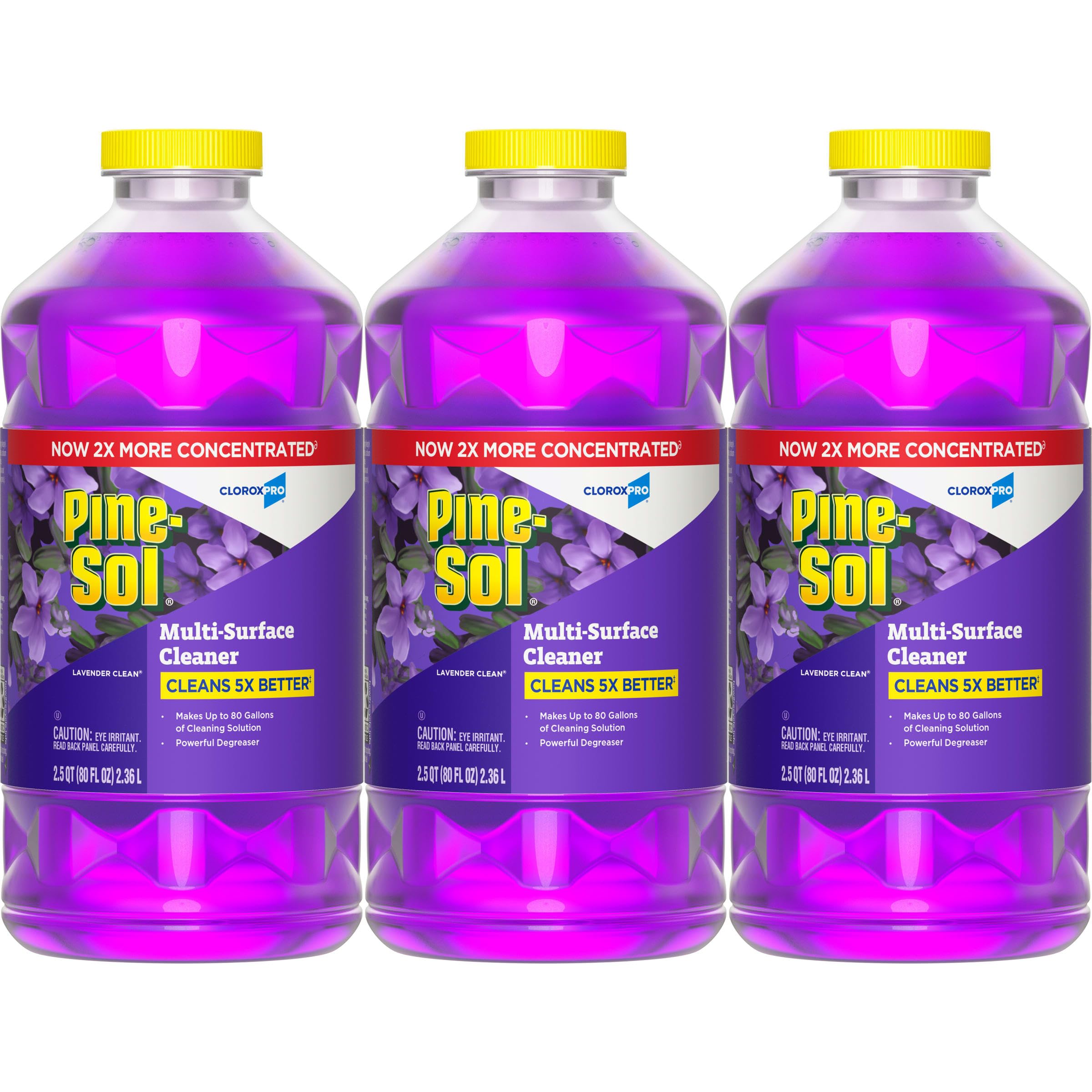 CloroxPro Pine-Sol Multi-Surface Cleaner, All Purpose Cleaner, Lavender Clean, 80 Fluid Ounces, Pack of 3 (Package May Vary)